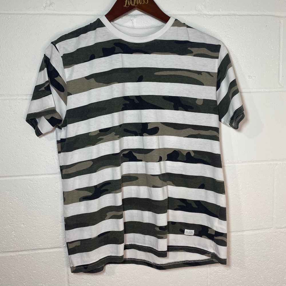 Denim & Flower Short Sleeve Camouflage Stripes Shirt